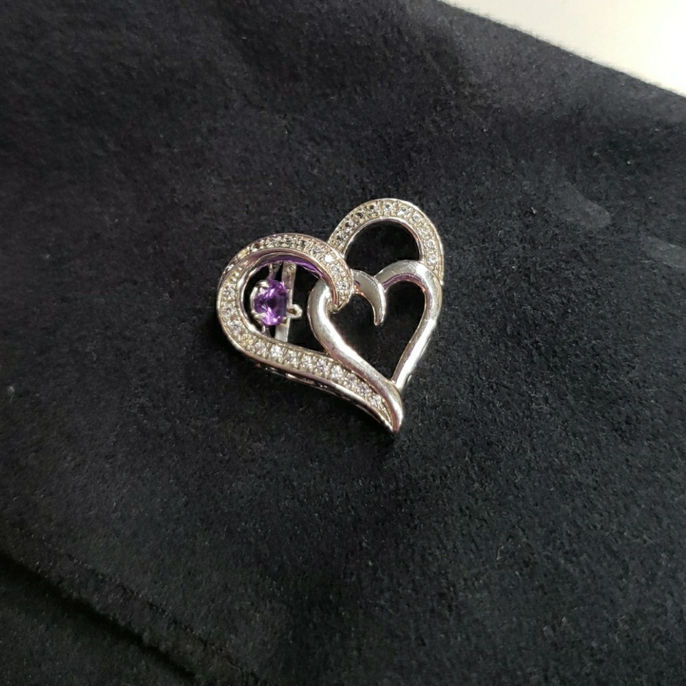 Purple diamond heart necklace